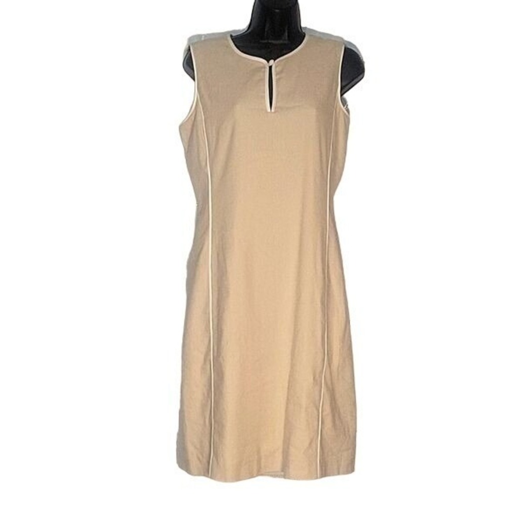 BROOKS BROTHERS Sleeveless Sheath Dress White Trim Detail Career Casual Dress